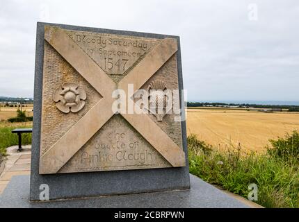 16th century Scots English Battle of Pinkie Cleugh memorial stone, Wallyford, East Lothian, Scotland, UK Stock Photo