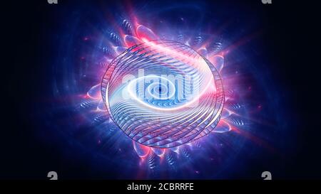 Shining colorful multidimensional spiral in space, computer generated abstract background, 3D rendering Stock Photo