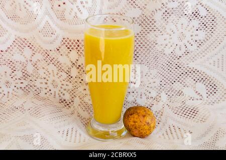 Spondias Dulcis Juice and Fruit (Jew Plum, June Plum) Stock Photo