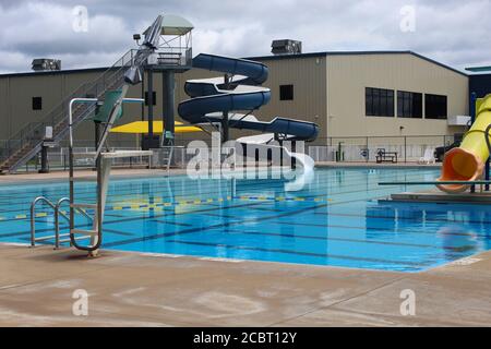 Empty Swimming Pool in Kansas (Empty Due to Covid-19) Stock Photo