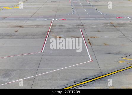 Taxiway at an airport on concrete blocks. Stock Photo