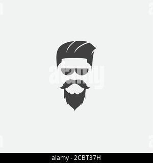 barber man with masculine hair and beard logo design silhouette Stock Vector