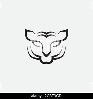 TIGER FACE BLACK MODERN LINE MINIMALIST LOGO DESIGN Stock Vector