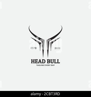 horn skull line minimalist style modern logo design Stock Vector