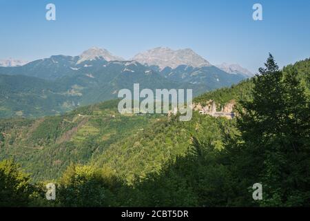 The Moraca River Canyon Platije is one of the most picturesque canyons in Montenegro. Summer mountain travel and nature beauty scene. Stock Photo