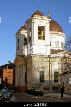 St Nicholas Orthodox Church in Tallinn, Estonia. The Orthodox Church of St Nicholas has two bell towers and a dome. Stock Photo