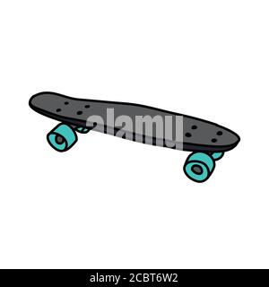 penny board doodle icon, vector color illustration Stock Vector