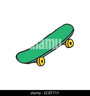 skateboard doodle icon, vector color illustration Stock Vector