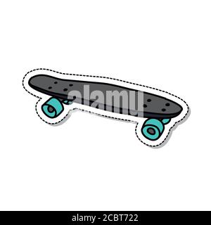 penny board doodle icon, vector color illustration Stock Vector