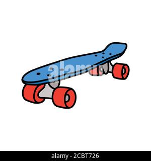 penny board doodle icon, vector color illustration Stock Vector