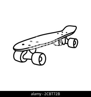 penny board doodle icon, vector color illustration Stock Vector