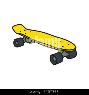 penny board doodle icon, vector color illustration Stock Vector
