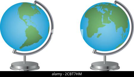 isolated globes on white background Stock Vector