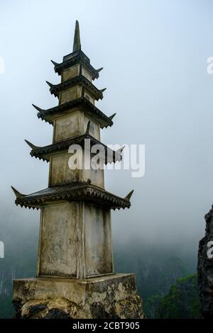 Ninh Bình, Vietnam, Hang Mua Pagoda. Beautiful landscape one hour distance from Hanoi. Climbing the Hang Mua is a very exciting adventure. Stock Photo