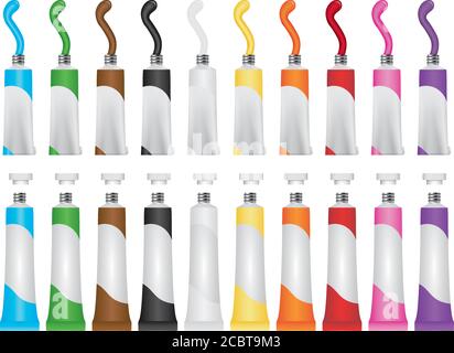 set of isolated tempera tubes Stock Vector