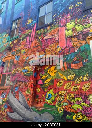 Graffiti art in Graffiti Alley / Rush Lane, central Toronto. Stock Photo