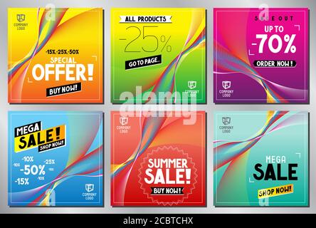 Social media advertisement, sale template - vector illustration Stock Vector