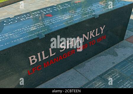 Bill Shankly stone 1959-1974, LFC,Liverpool Football Club, Anfield, Premier League, Merseyside,North West England, UK, L4 2UZ Stock Photo