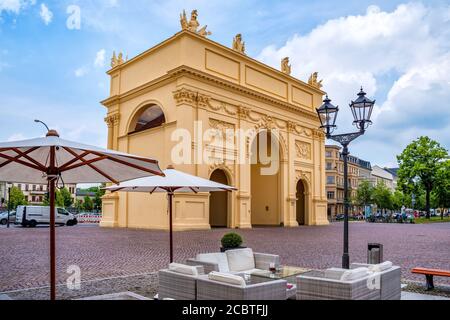 The Brandenburg Gate (German: Brandenburger Tor) on the Luisenplatz in Potsdam Stock Photo