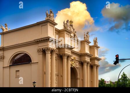 The Brandenburg Gate (German: Brandenburger Tor) on the Luisenplatz in Potsdam Stock Photo