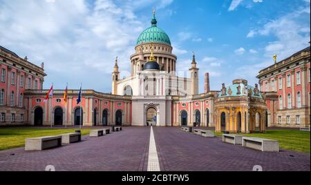 St. Nicholas' Church and the Landtag (Parliament) of Brandenburg in Potsdam, Germany. Stock Photo