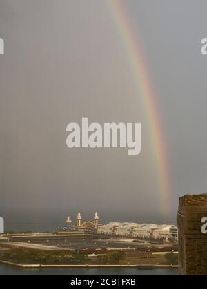 Chicago Lakefront with rainbow Stock Photo