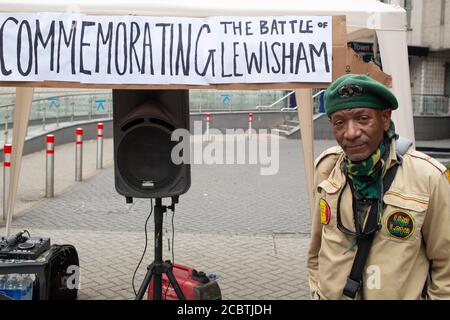 London, UK. 15th Aug, 2020. Roger Mighton, 62 who was present at the Battle of Lewisham in 1977 seen during the commemoration of the Battle of Lewisham.Counter-protesters gathered close to the assembly point of white-nationalist group in 1977 with the intention of blocking its path resulting in violent clashes. Credit: SOPA Images Limited/Alamy Live News Stock Photo