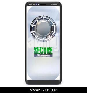 Smartphones with access screen. UI screen with analog password. Phone in X sizes. Day and night version. Vector 3D illustration isolated on white Stock Vector