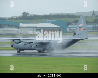 05-8158, a Lockheed C-130J Hercules operated by the 403rd Wing, United States Air Force, at Prestwick Airport in Ayrshire. Stock Photo