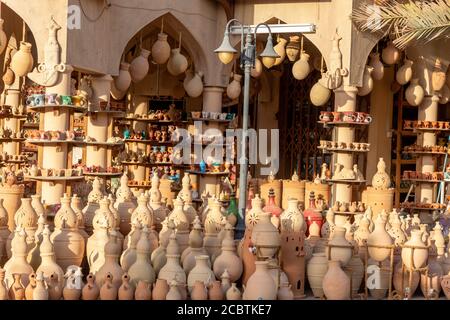 The Handicraft market in Nizwa fort ready for customers on a friday Stock Photo