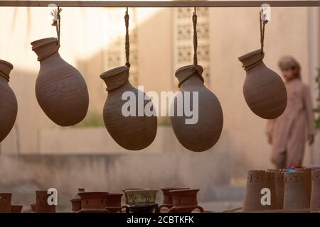 The Handicraft market in Nizwa fort ready for customers on a friday Stock Photo