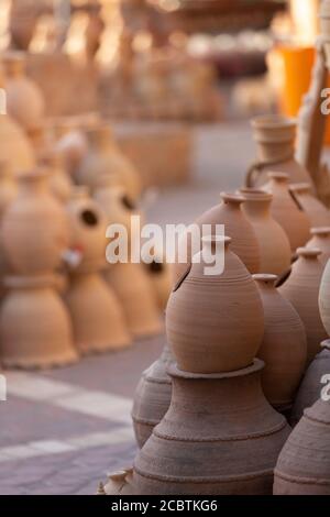 The Handicraft market in Nizwa fort ready for customers on a friday Stock Photo