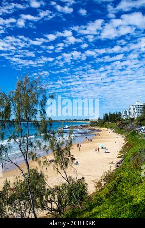 View of the beach strip in Mooloolaba, Queensland, Australia Stock