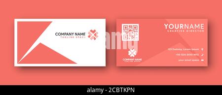 business card design . clean and modern style with coral color . or orange color . Stock Vector