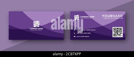 business card template , business card design with purple color . vector illustration Stock Vector