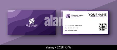 business card template , business card design with purple color . vector illustration Stock Vector