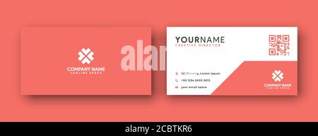 business card design . clean and modern style with coral color . or orange color . Stock Vector
