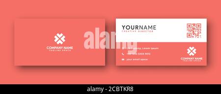 business card design . clean and modern style with coral color . or orange color . Stock Vector
