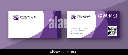 business card template , business card design with purple color . vector illustration Stock Vector