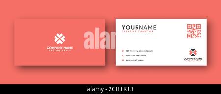 business card design . clean and modern style with coral color . or orange color . Stock Vector