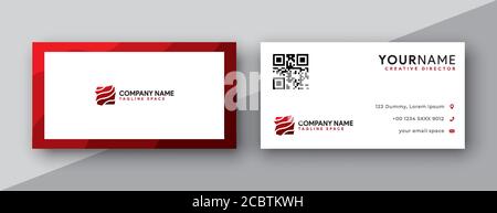 business card design . modern abstract business card design with red color Stock Vector