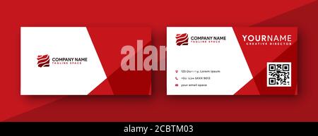 business card design . modern abstract business card design with red color Stock Vector