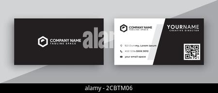 black and white business card design . clean and modern style . vector illustration Stock Vector