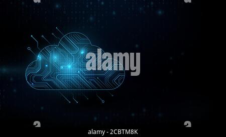 Cloud computing technology internet storage concept with circuit board. Internet data services. Vector illustration Stock Vector