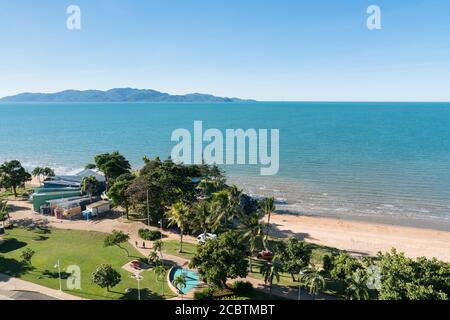 View to Magnetic Island from above The Strand beach, Townsville, Australia Stock Photo