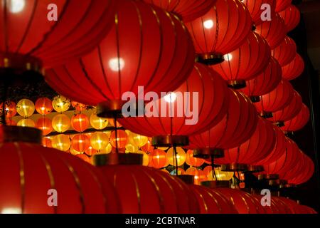 rows of Chinese lanterns in a shopping mall in Taipei, Taiwan Stock Photo