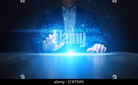Machine Deep learning algorithms and AI Artificial intelligence. Internet and technology concept on virtual screen Stock Photo
