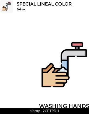 Washing hands Special lineal color vector icon. Washing hands icons for ...