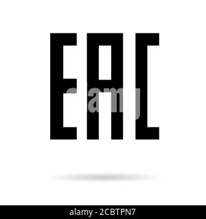 EAC sign, single icon product mark package. Euroasion symbol isolated on white background. Control information illustration . Stock Vector