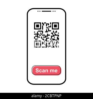 Mobil scan flat icon isolated on white background. QR code reader vector illustration . Stock Vector